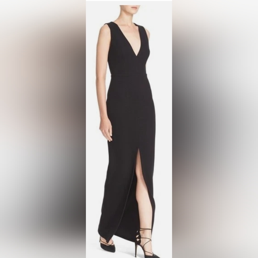 Alice + Olivia Black Sleeveless V-neck Textured Sheath Dress Size 0